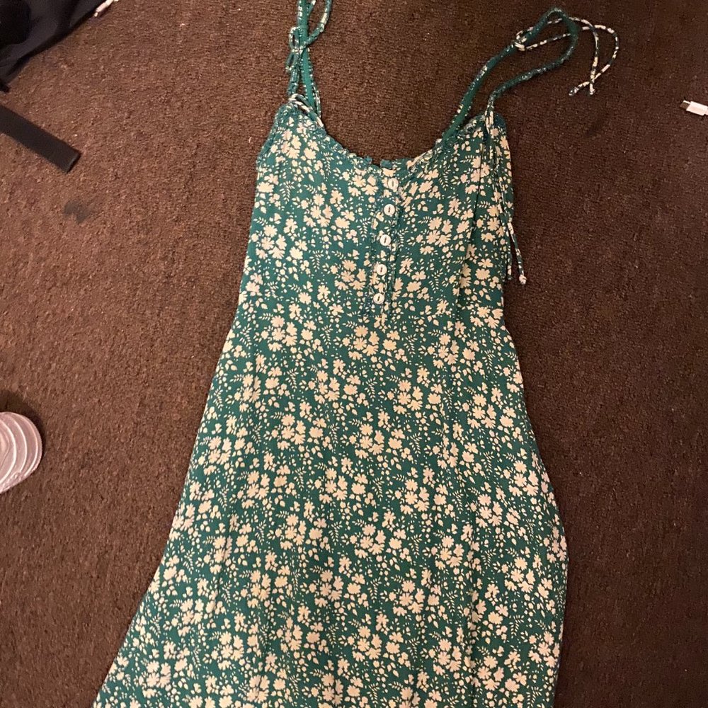 for love and lemons Green and White Flowered Dress